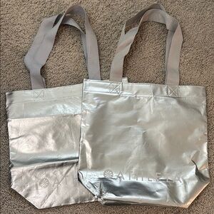 Athleta Silver Tote Bag Set